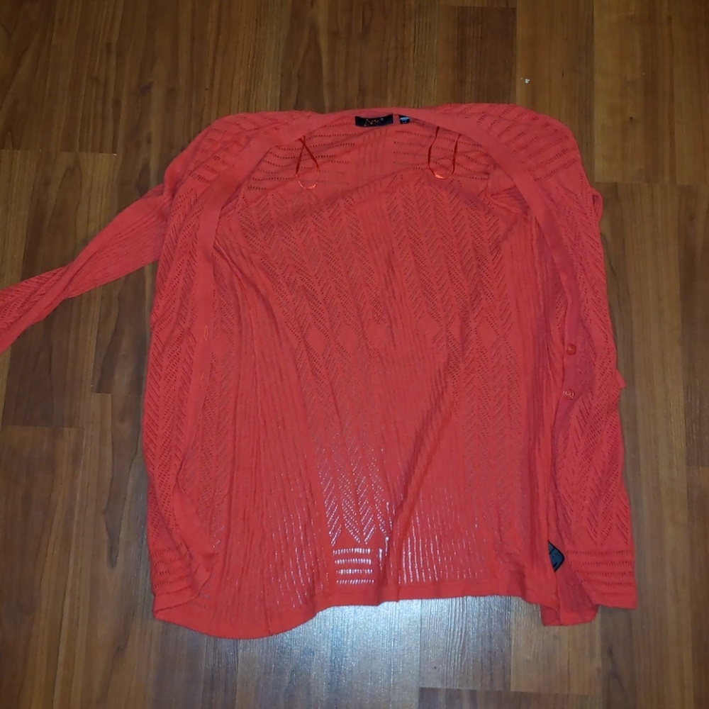 Red cardigan